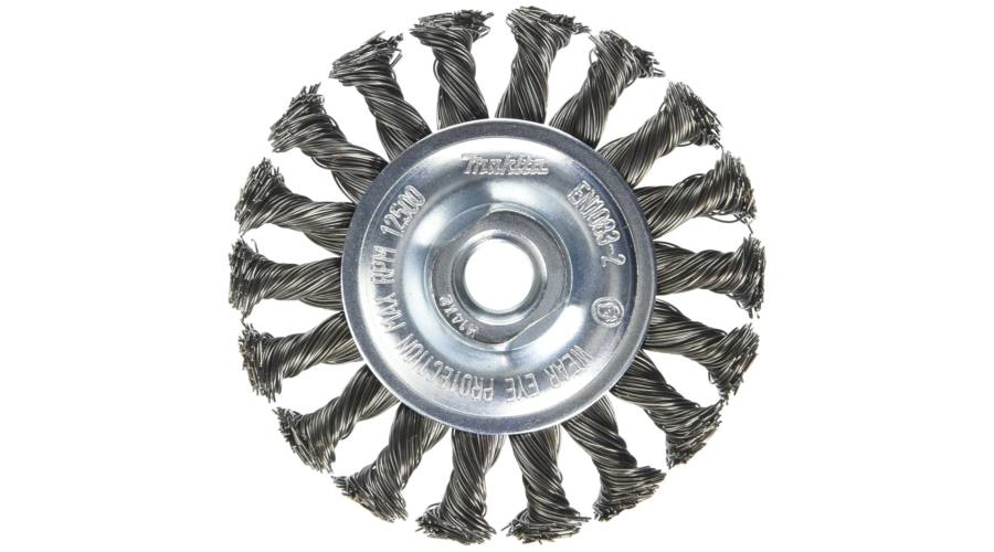 Miskovitá kefa Makita z oceľového drôtu - spletaný 115mm