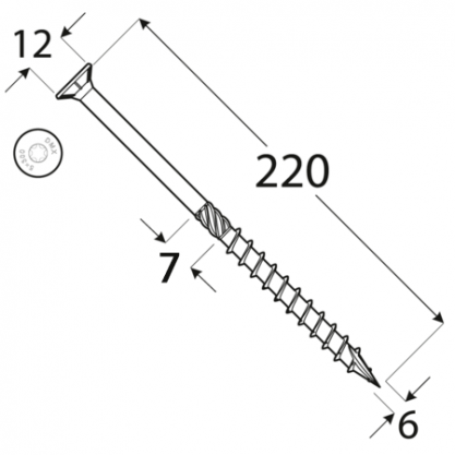 Skrutka tesárska 6,0x220 Z