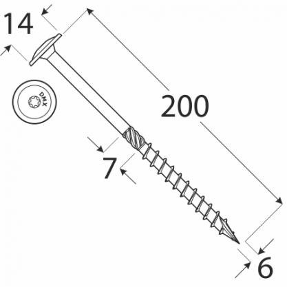 Skrutka tesárska 6,0x200 P