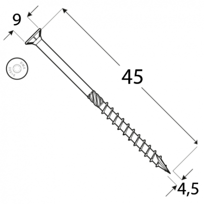 Skrutka tesárska 4,5x45