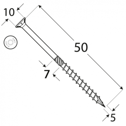 Skrutka tesárska 5,0x50