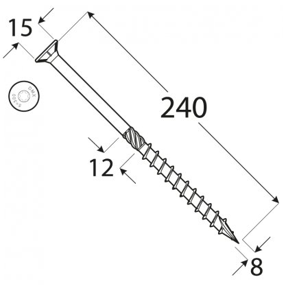 Skrutka tesárska 8,0x240 Z