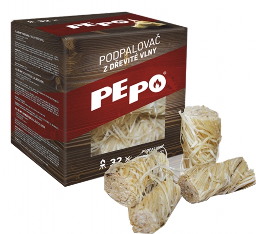 Pevný podpaľovač z drevenej vlny