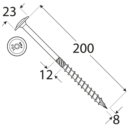 Skrutka tesárska 8,0x200 P